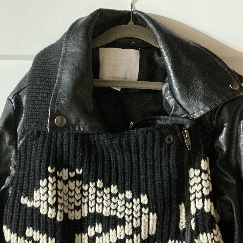Faux Leather jacket with sweater detailing, Ewitwa for Anthropologie